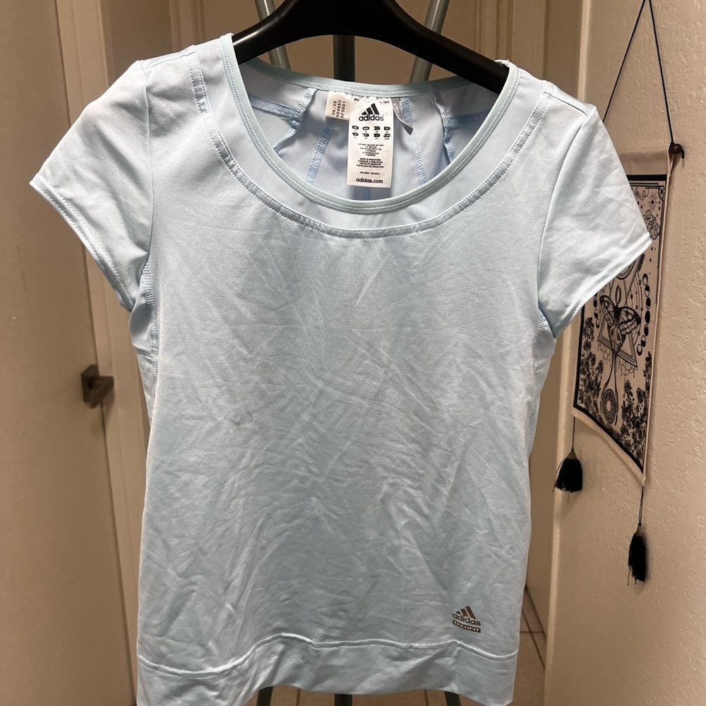 adidas Pale Blue Short Sleeve Performance Tee